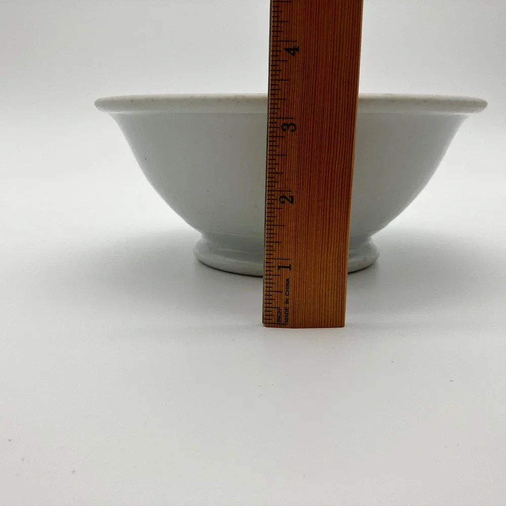 Vintage McNicol Vitrified China Bowl Restaurant Ware Green Border White Small